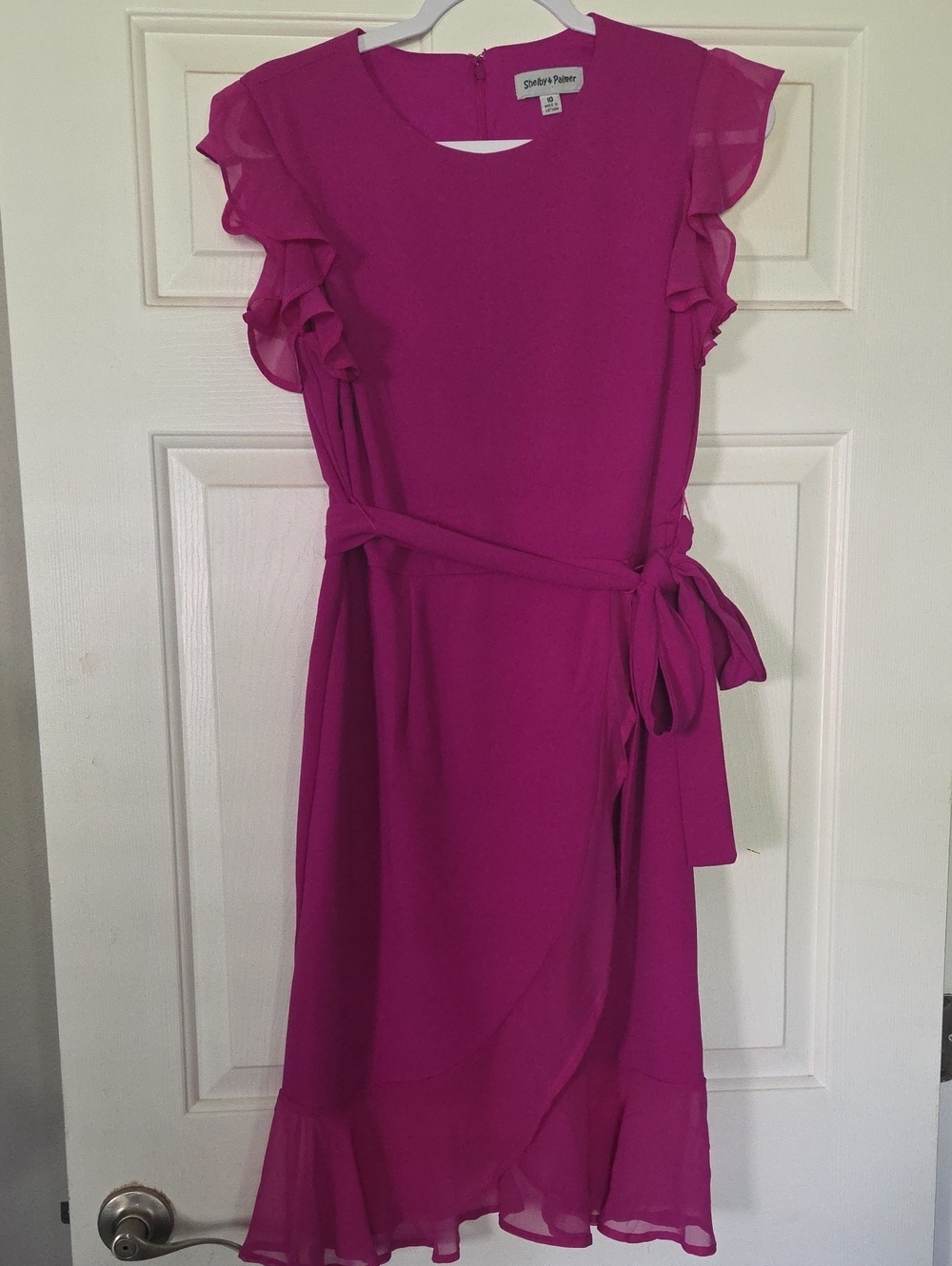 Shelby & Palmer Bright Fuchsia Ruffle Tie-Waist Dress